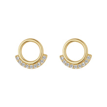 Circle Half CZ Stud Earring