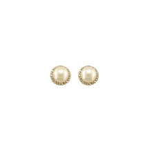Pearl CZ Halo Stud Earring