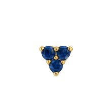 Blue Sapphire CZ Trilogy Piercing 9ct Yellow Gold