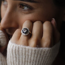 Sapphire, Aquamarine & Diamond Target Ring