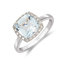 Aquamarine Cushion Cut Halo Ring