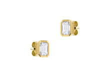Diamond Bezel Studs | Emerald Cut