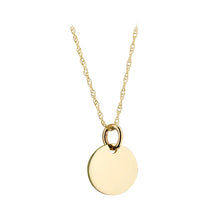 9ct yellow gold 12mm disc pendant