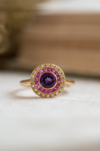 Pink Tournaline, Amethyst Target Ring