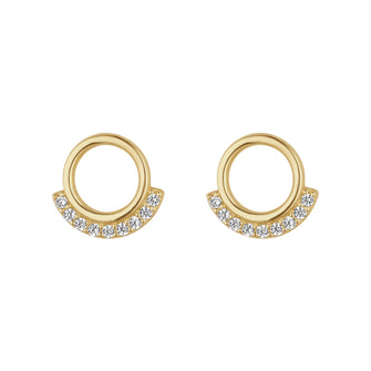 Circle Half CZ Stud Earring