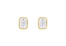 Diamond Bezel Studs | Emerald Cut