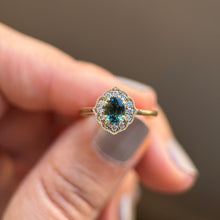 Teal Sapphire & Diamond Ring