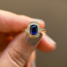 Blue Sapphire & Diamond Ring