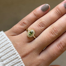 Green Sapphire & Diamond Ring