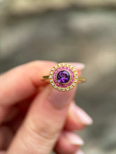 Pink Tournaline, Amethyst Target Ring