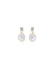 Bella Pearl & Blue Topaz Earrings