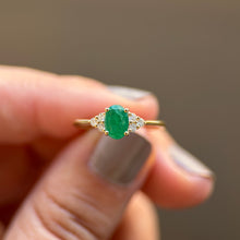 Green Emerald & Diamond Trilogy Ring