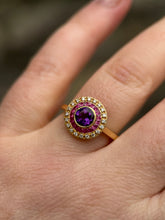 Pink Tournaline, Amethyst Target Ring