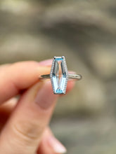 Blue Topaz Hexagonal halo Ring