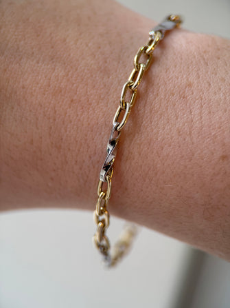 Two Tone Fancy Link Bracelet