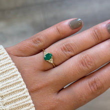 Green Emerald & Diamond Trilogy Ring