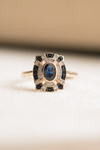 Sapphire and Diamond Shield Ring