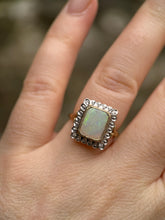 Opal and Diamond Halo Ring