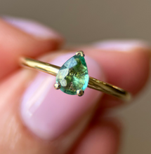 Mint Tourmaline Pear Solitaire Stack Ring