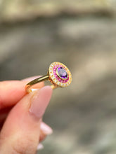 Pink Tournaline, Amethyst Target Ring