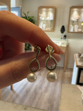 Pearl and diamond drop stud earring