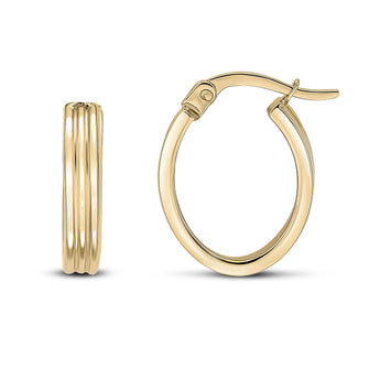 Oval Ribbed Hoop Earrings