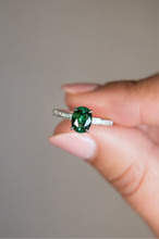 Oval Green Tourmaline Pave shoulders