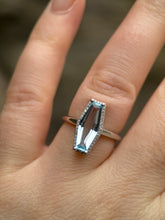 Blue Topaz Hexagonal halo Ring