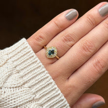 Teal Sapphire & Diamond Ring