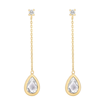 Pear CZ Bezel Drop Earring