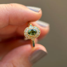 Green Sapphire & Diamond Ring