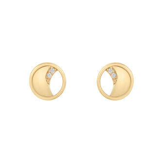 Crescent Moon Stud Earrings 9ct Gold