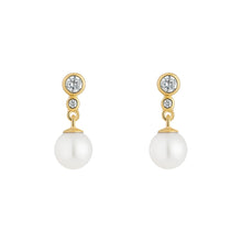Pearl/CZ Drop Earrings