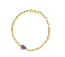 Gold Plated Lavender Oval Bracelet
