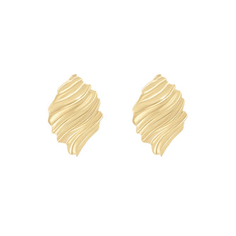 Ribbed Leaf Stud Earring