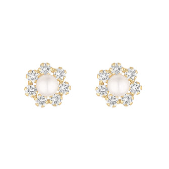Flower pearl stud