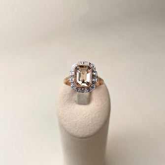 Morganite and Diamond Vintage Style Ring