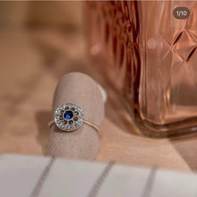 Sapphire & Diamond vintage Floral pattern ring